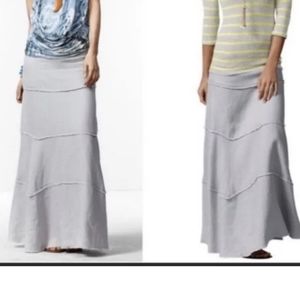 CAbi Fling Lace-up Linen Maxi Skirt London Fog